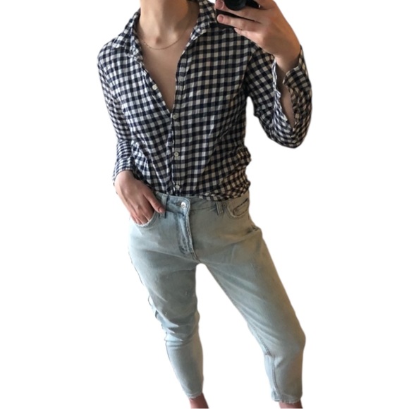 J. Crew navy and white gingham button down shirt - Picture 7 of 16